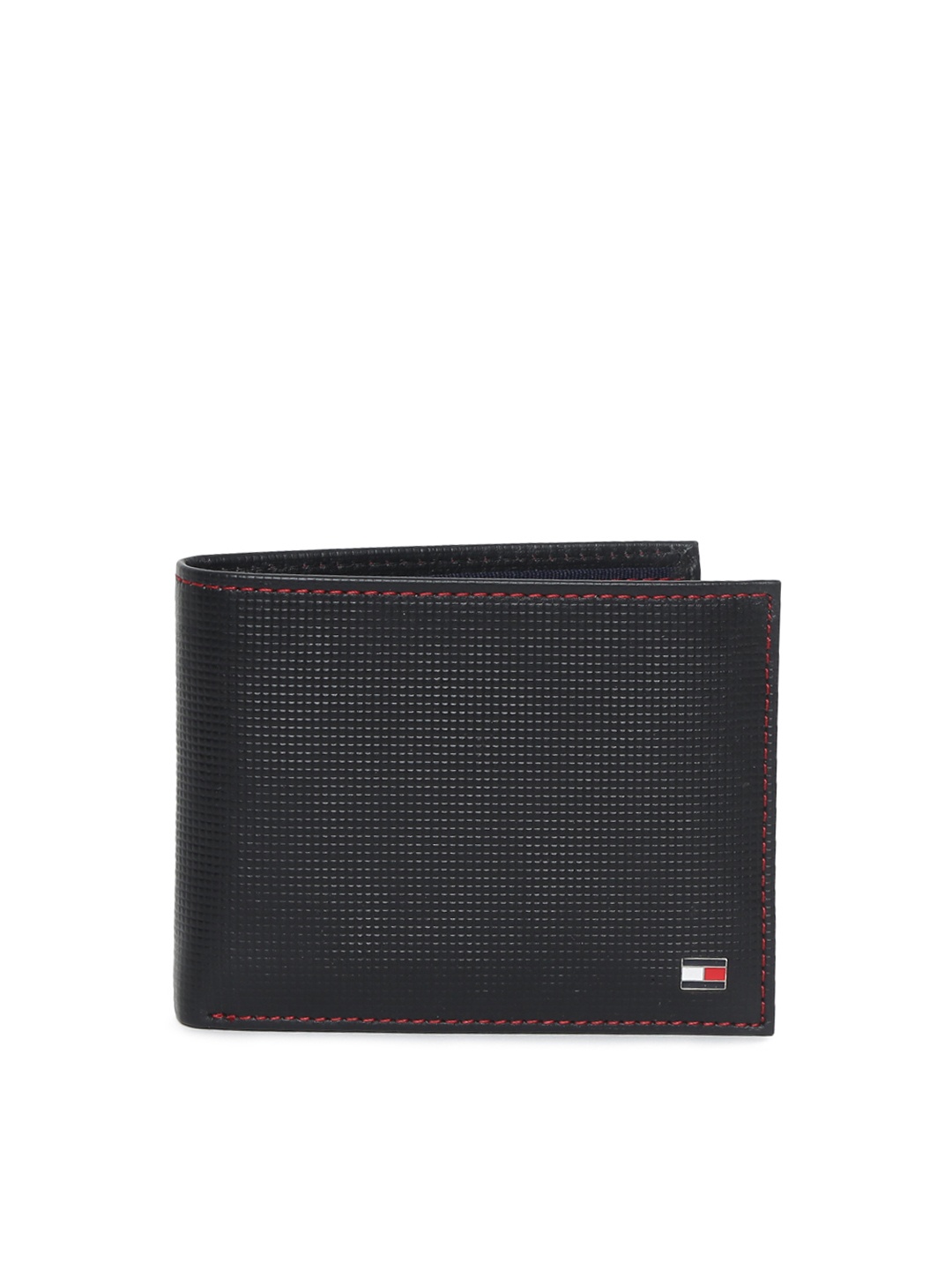 

Tommy Hilfiger Men Black Solid Two Fold Leather Wallet