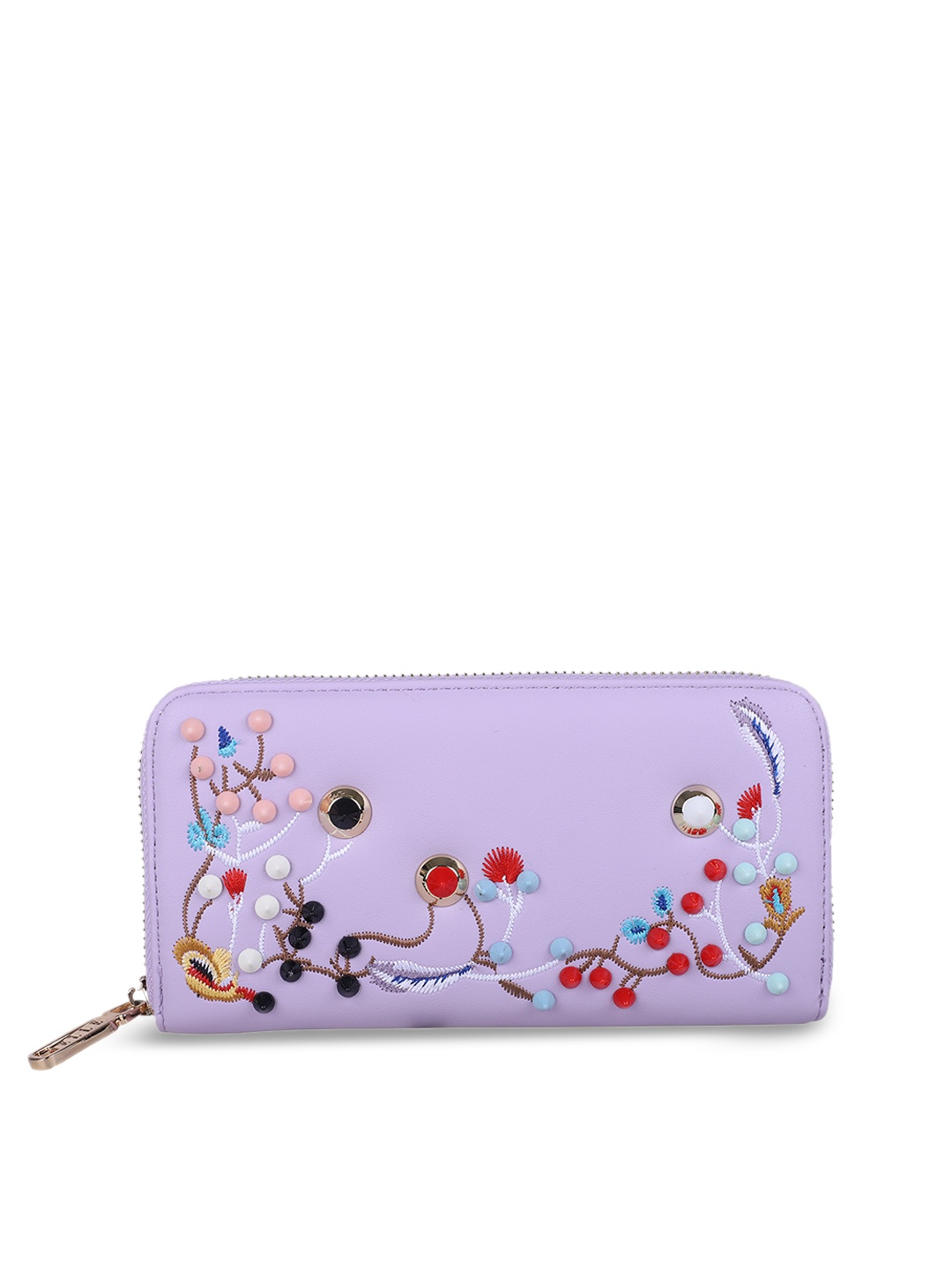 

ELLE Women Purple Self Design Zip Around Wallet