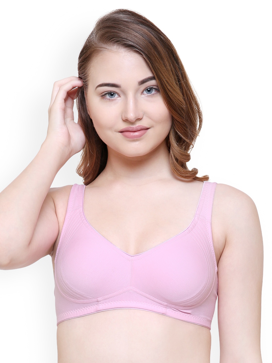 

College Girl Pink Solid Non-Wired Non Padded T-shirt Bra LM1750