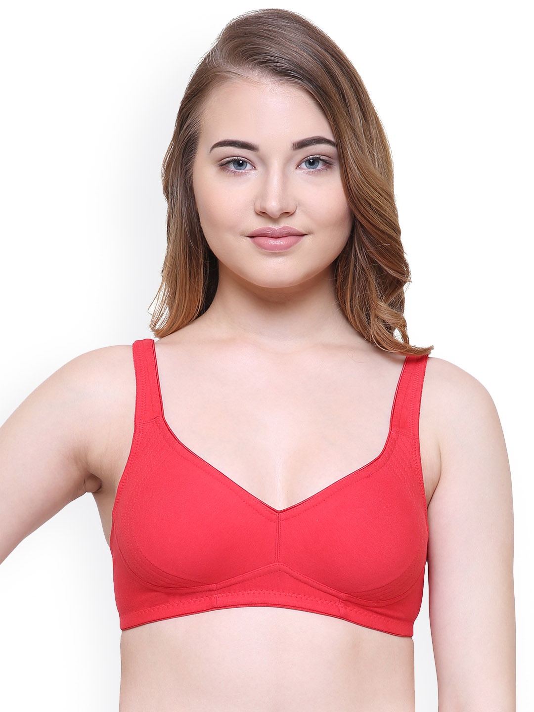 

College Girl Red Solid Non-Wired Non Padded T-shirt Bra LM1750