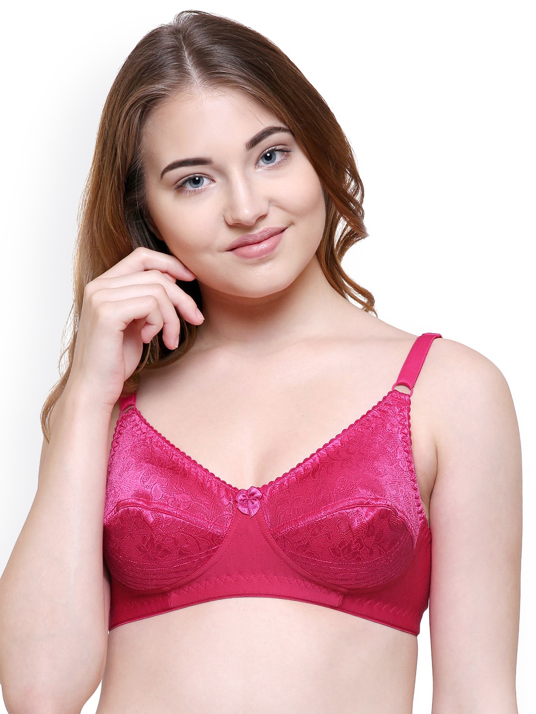 

College Girl Pink Self Design Non-Wired Non Padded Minimizer Bra Fantasy-Rani