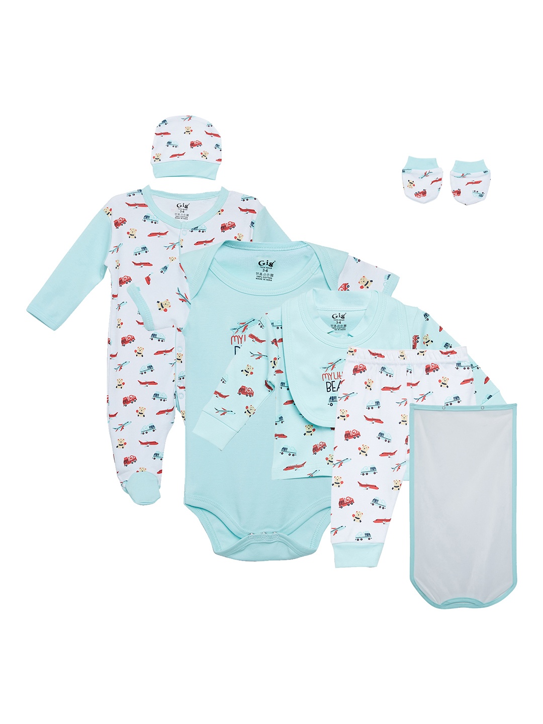 

Camey Kids Blue & Cream-Coloured Printed Clothing Set