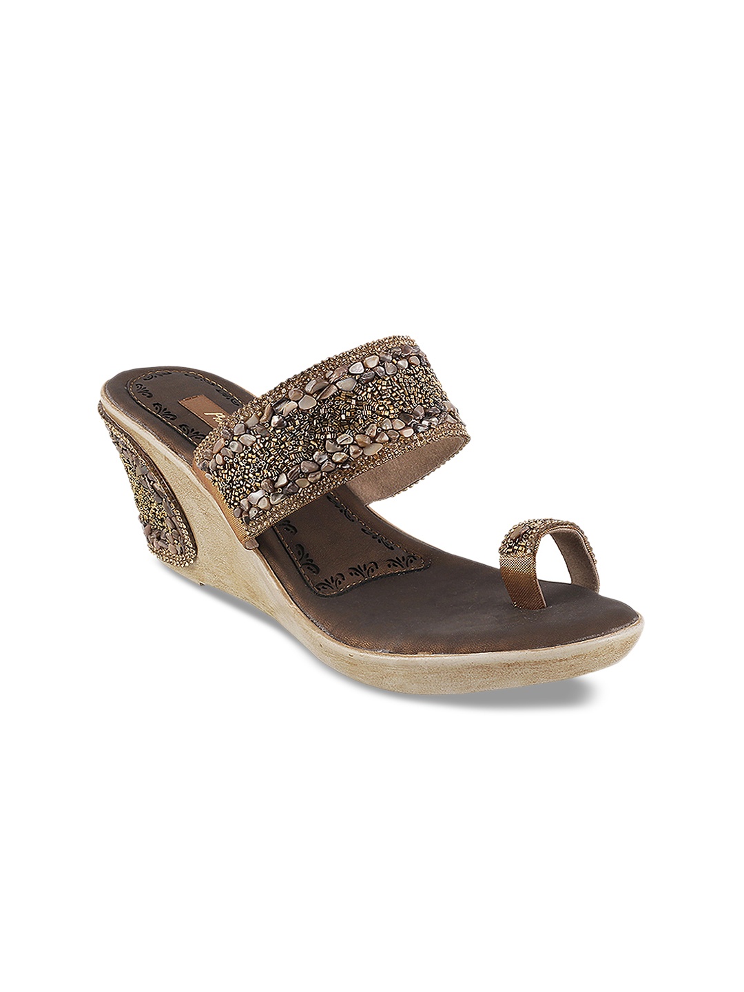 

Metro Women Gold-Toned Embellished Wedges