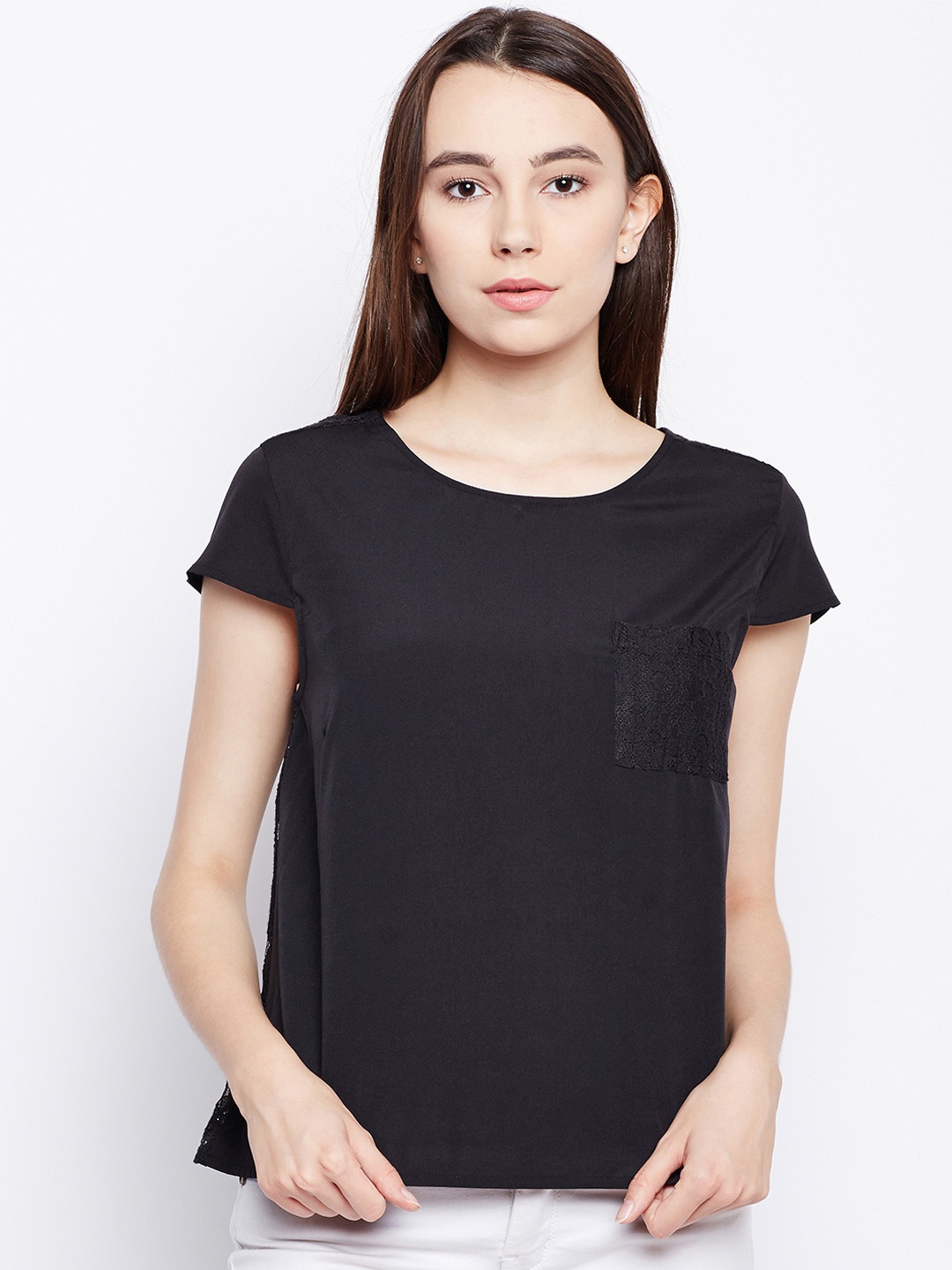 

Oxolloxo Women Black Solid Boxy Top
