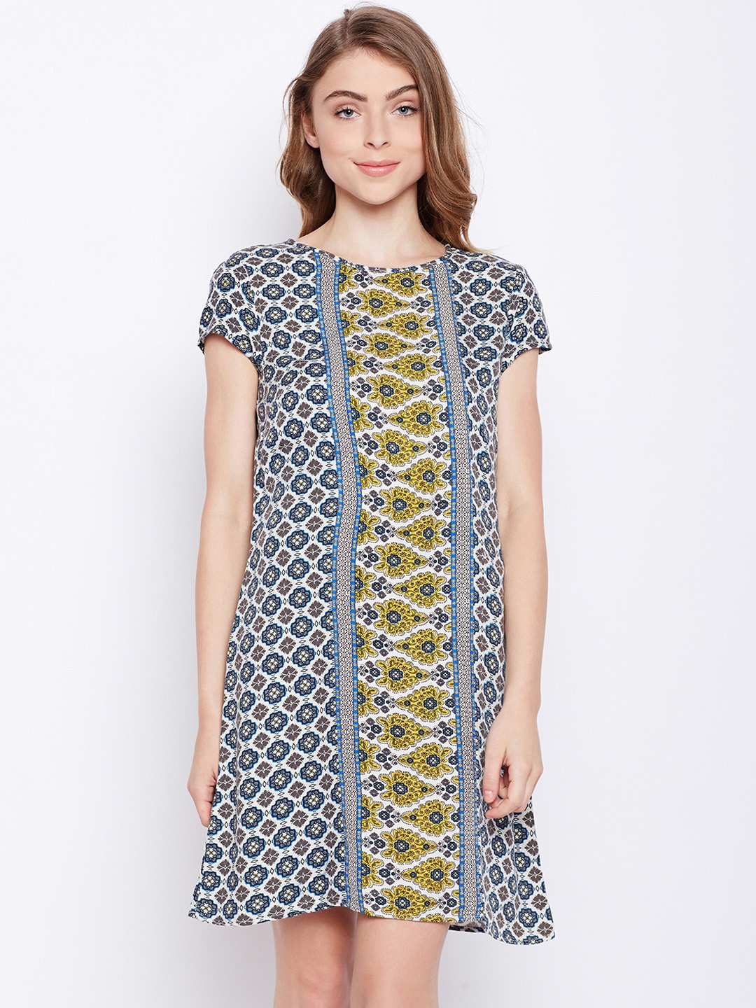 

Oxolloxo Women White Printed A-Line Dress