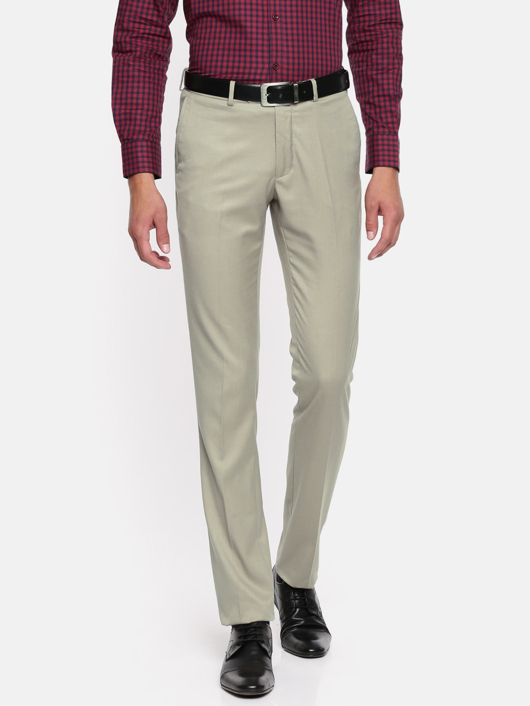 

U.S. Polo Assn. Tailored Men Grey Slim Fit Solid Formal Trousers