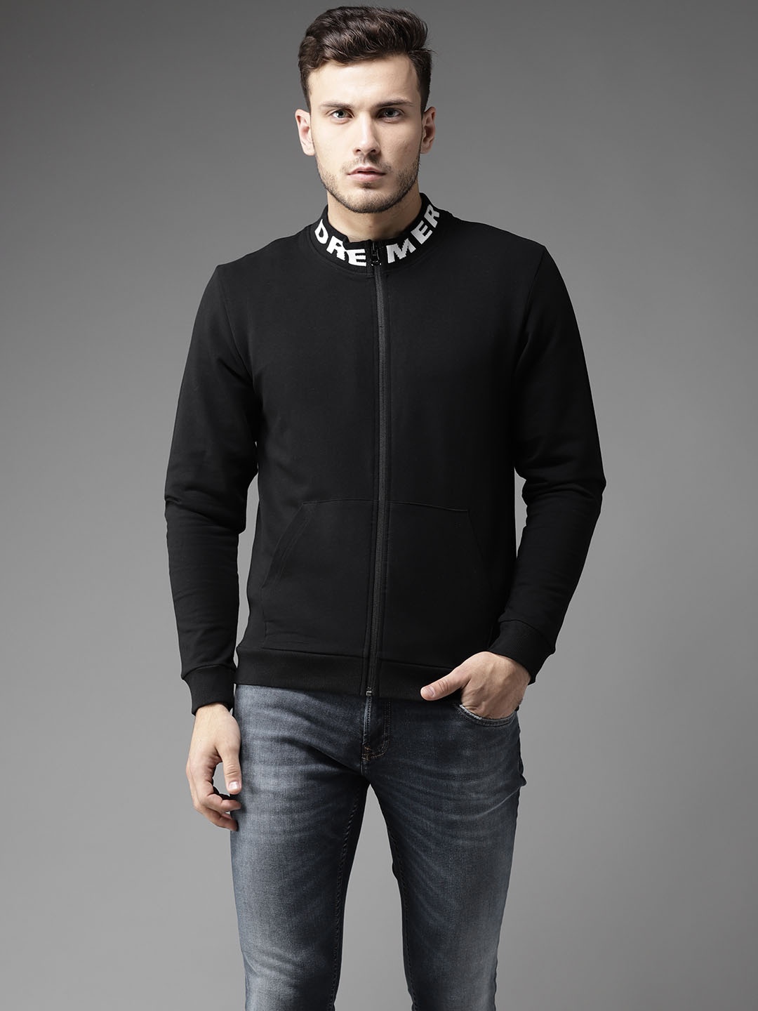 

Flying Machine Men Black Solid Sweatshirt