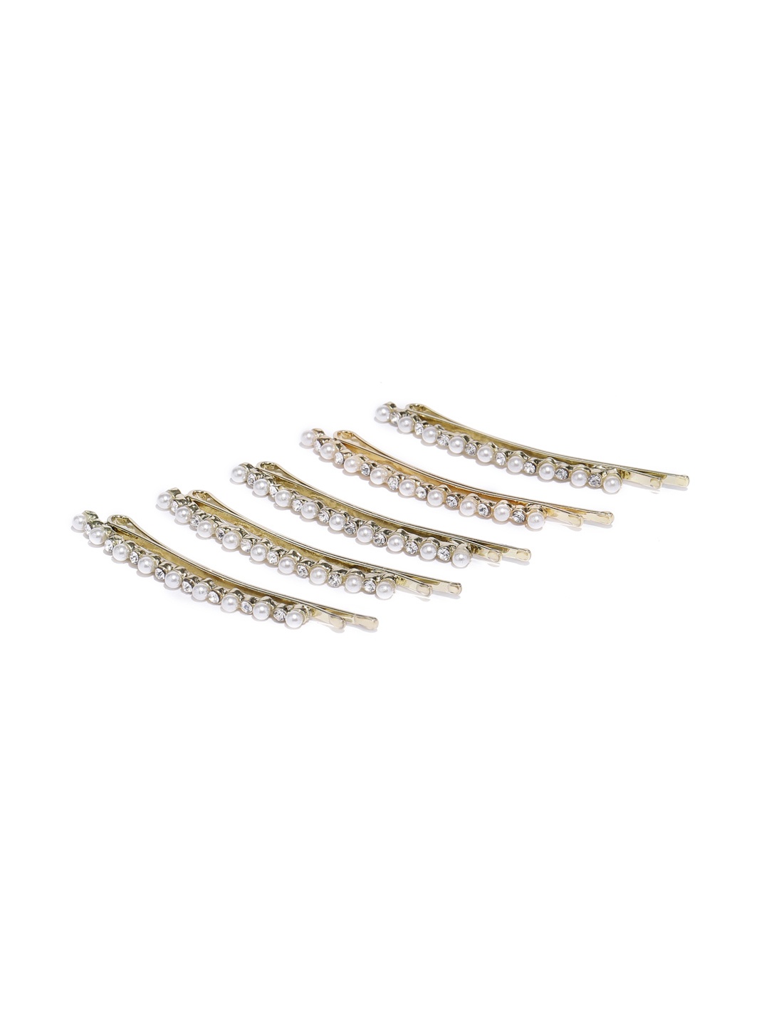 

Accessorize Gold-Toned & White Set of 5 Embellished Bobby Pins