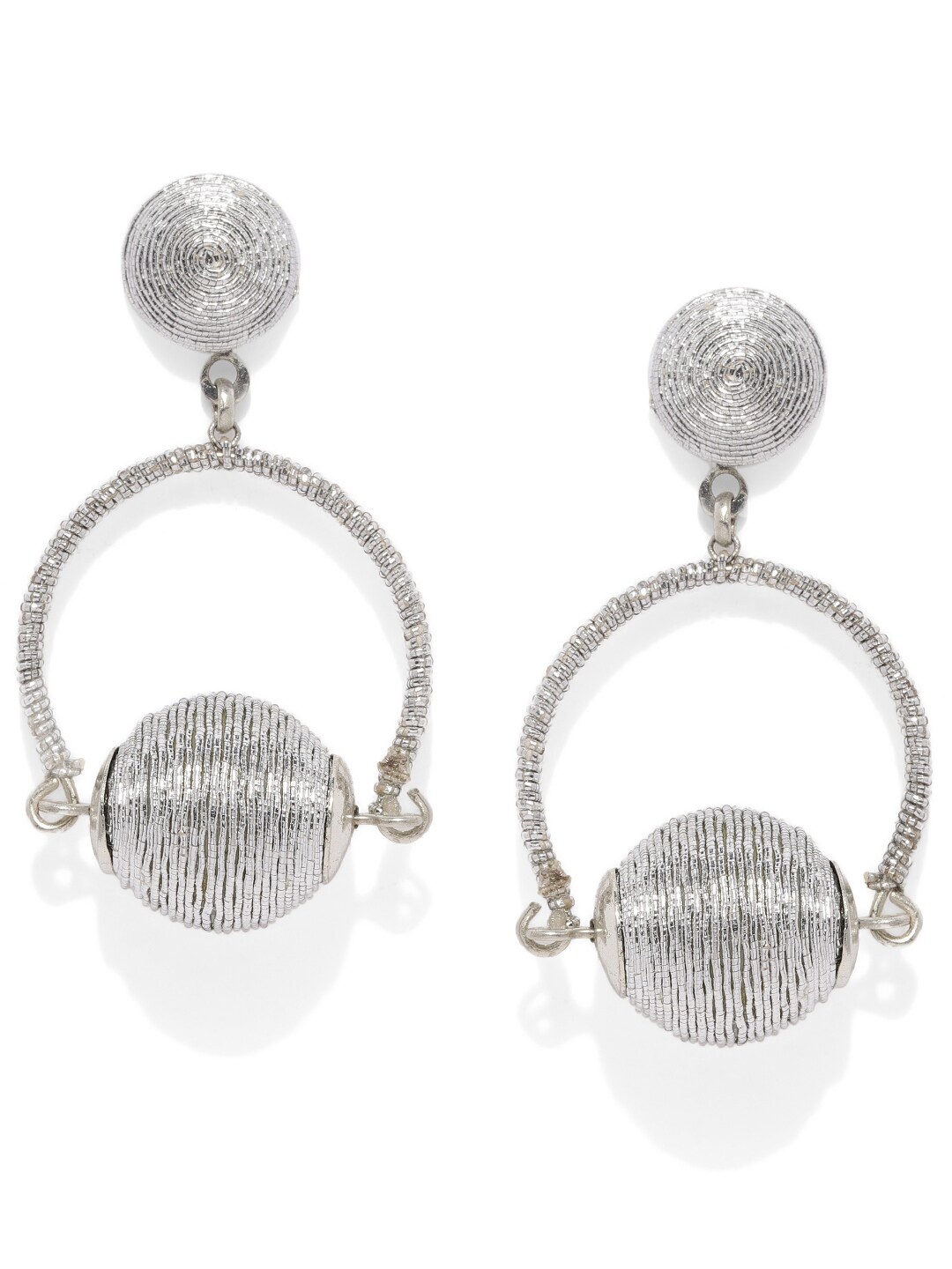 

Accessorize Silver-Toned Circular Drop Earrings