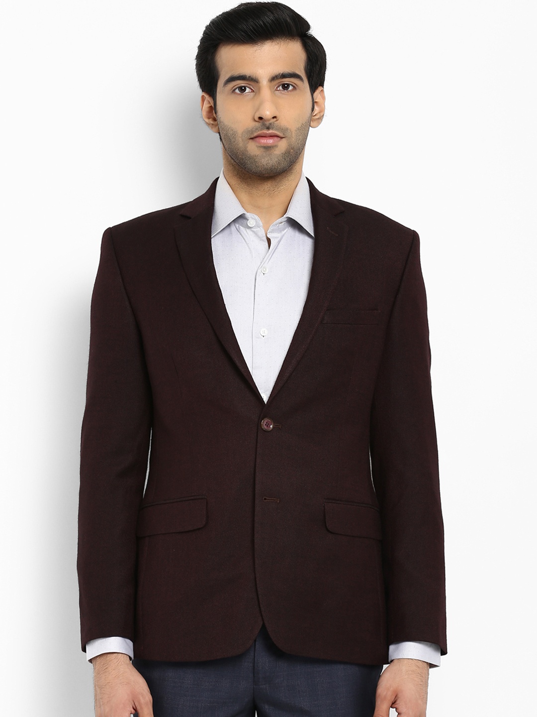 

Park Avenue Men Brown Single-Breasted Formal Slim Fit Blazer