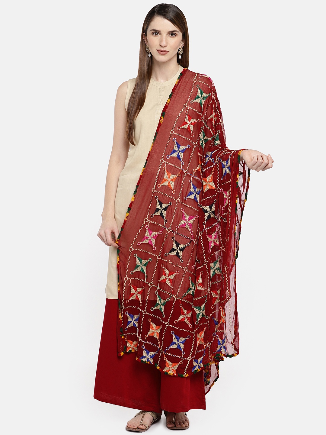 

Dupatta Bazaar Maroon Embroidered Dupatta