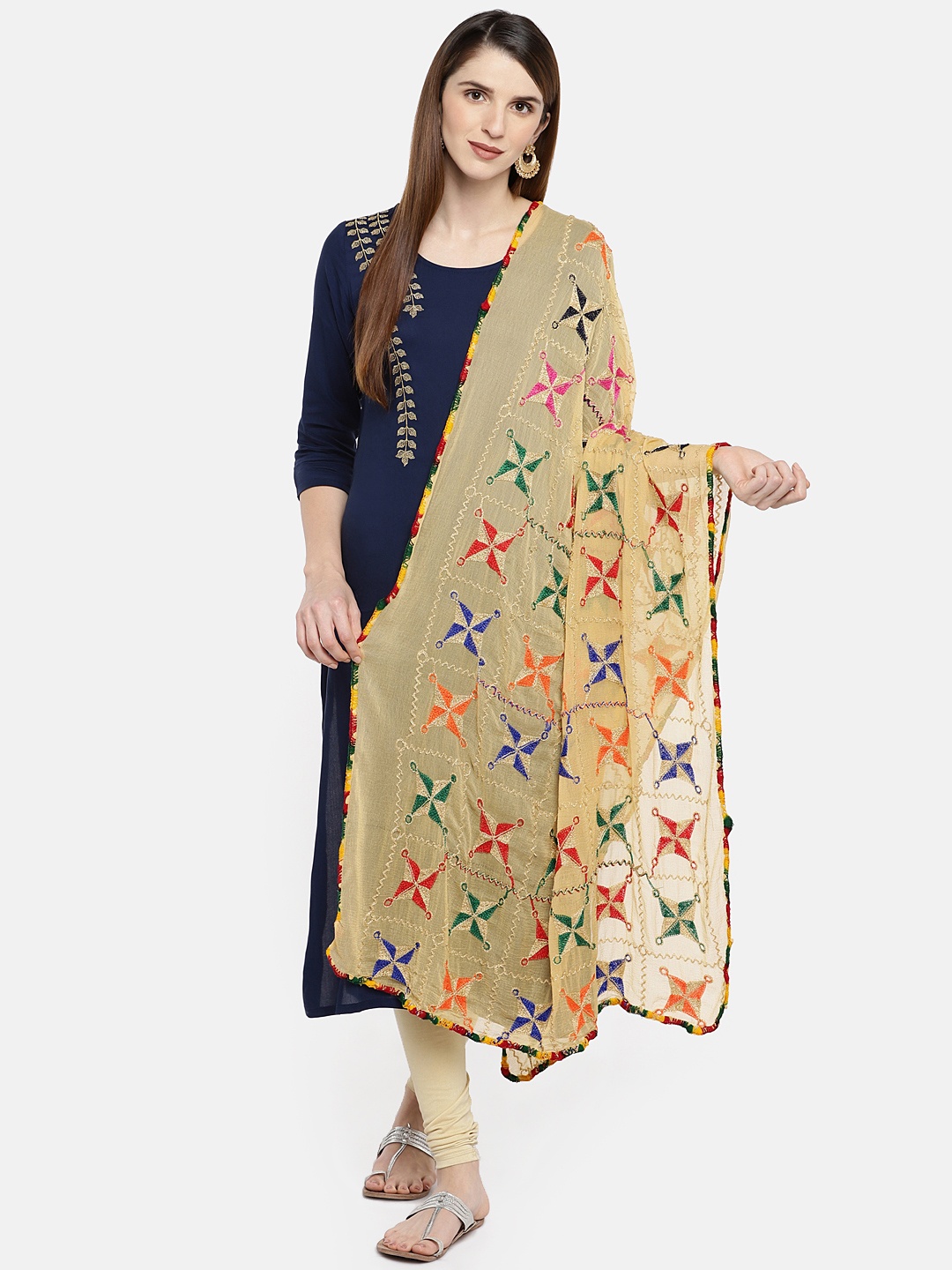 

Dupatta Bazaar Women Beige Embroidered Dupatta