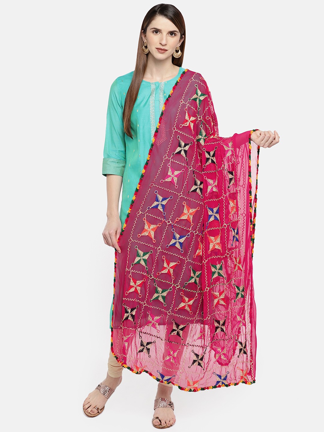 

Dupatta Bazaar Pink Embroidered Dupatta