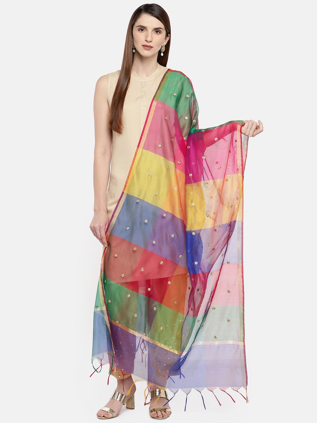 

Dupatta Bazaar Multicoloured Colourblocked Dupatta, Multi