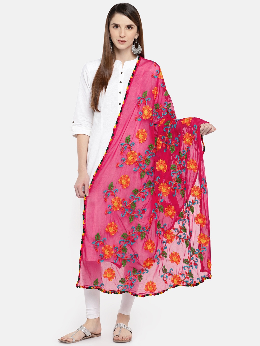 

Dupatta Bazaar Pink Embroidered Dupatta