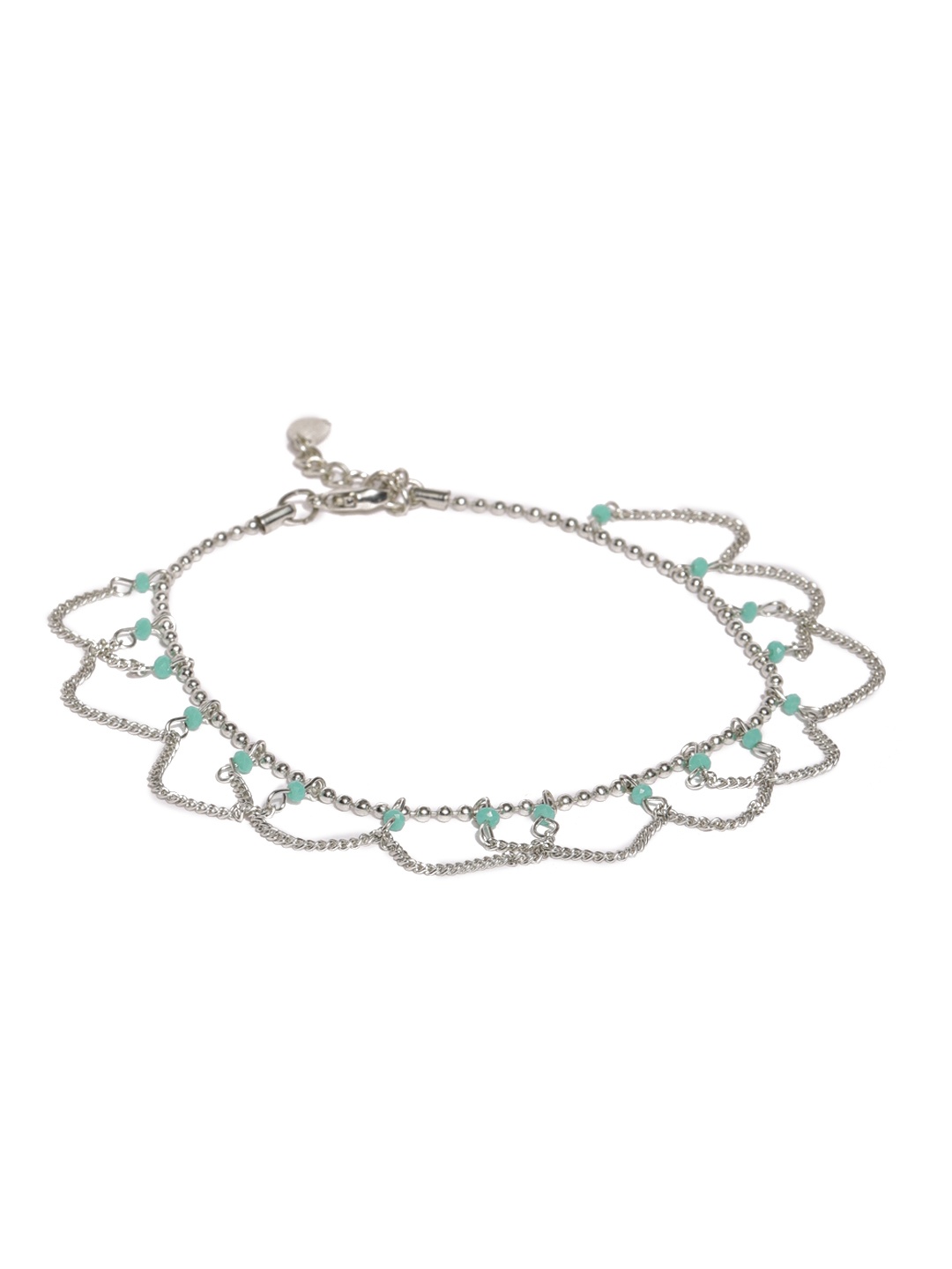 

Accessorize Blue and Silver-Toned Bracelet Cum Anklets, Turquoise blue