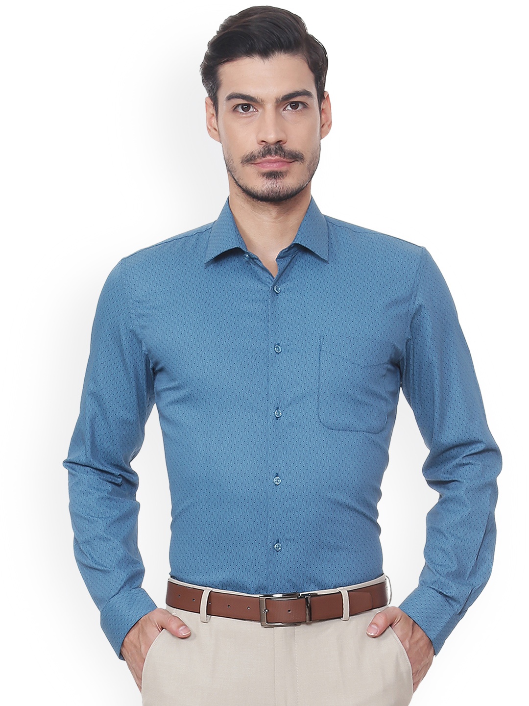 

Peter England Men Blue Slim Fit Printed Formal Shirt