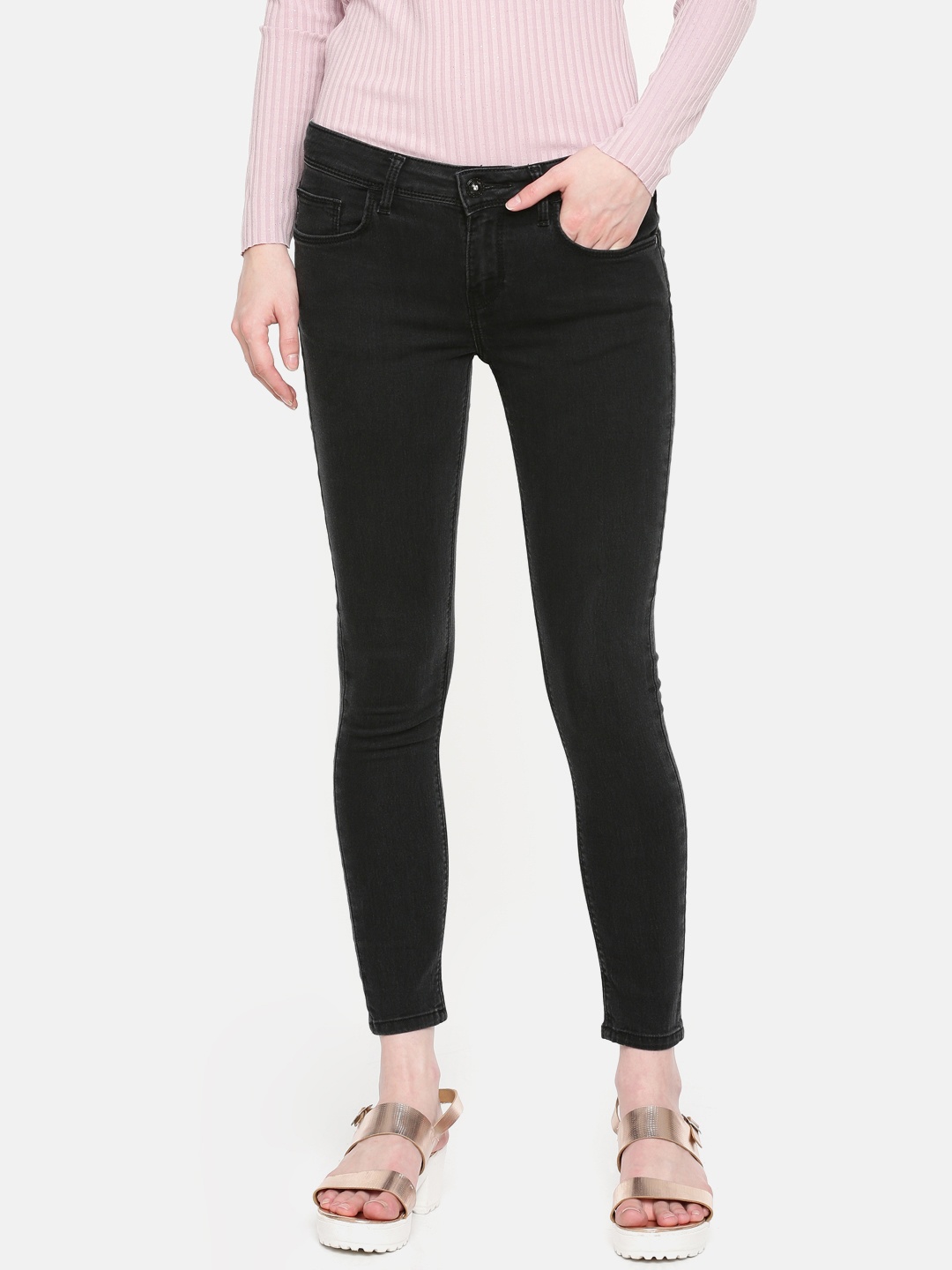 

Jealous 21 Women Black Super Skinny Fit Mid-Rise Clean Look Stretchable Jeans