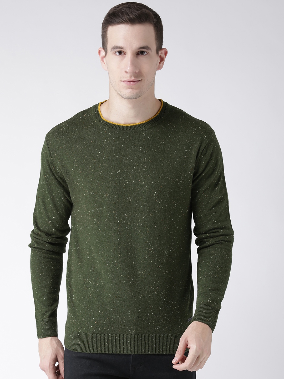 

Club York Men Green Self Design Pullover