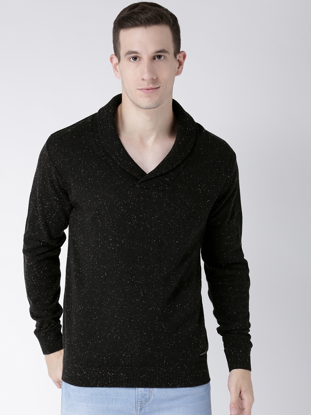 

Club York Men Black Self Design Pullover
