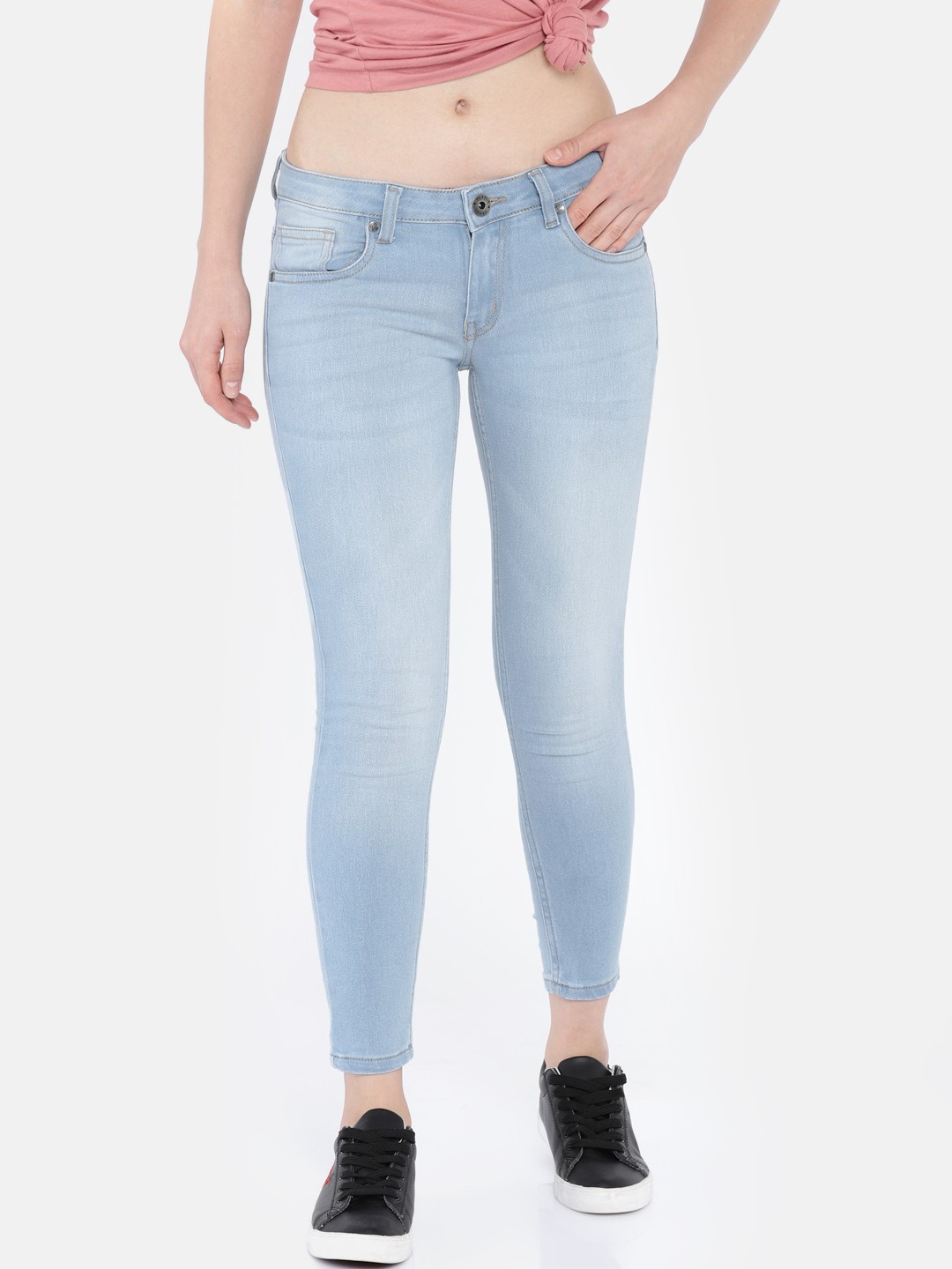

People Women Blue Skinny Fit Low-Rise Clean Look Stretchable Jeans
