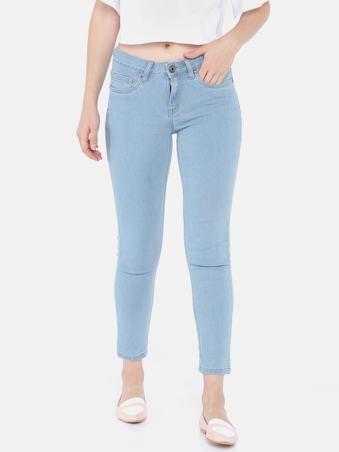 

People Women Blue Slim Fit Mid-Rise Clean Look Stretchable Jeans