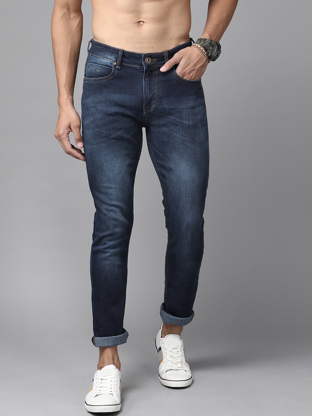 

Roadster Men Navy Blue Skinny Fit Mid-Rise Clean Look Stretchable Jeans