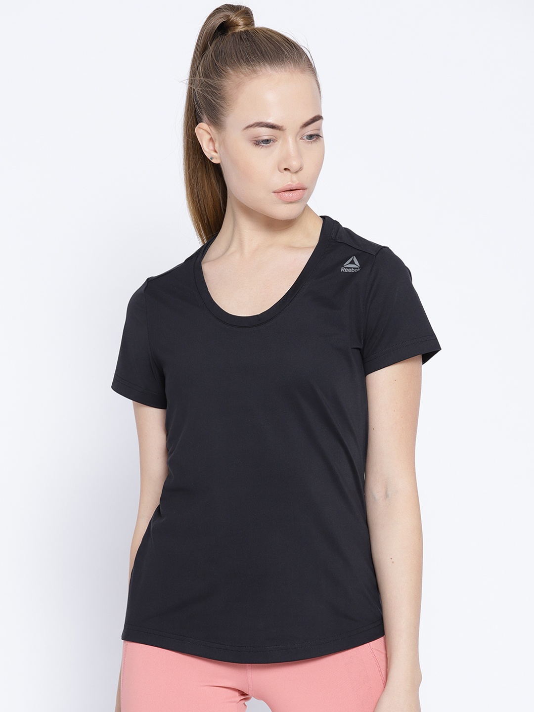 

Reebok Women Black Workout Ready Speedwick Solid Training T-shirt