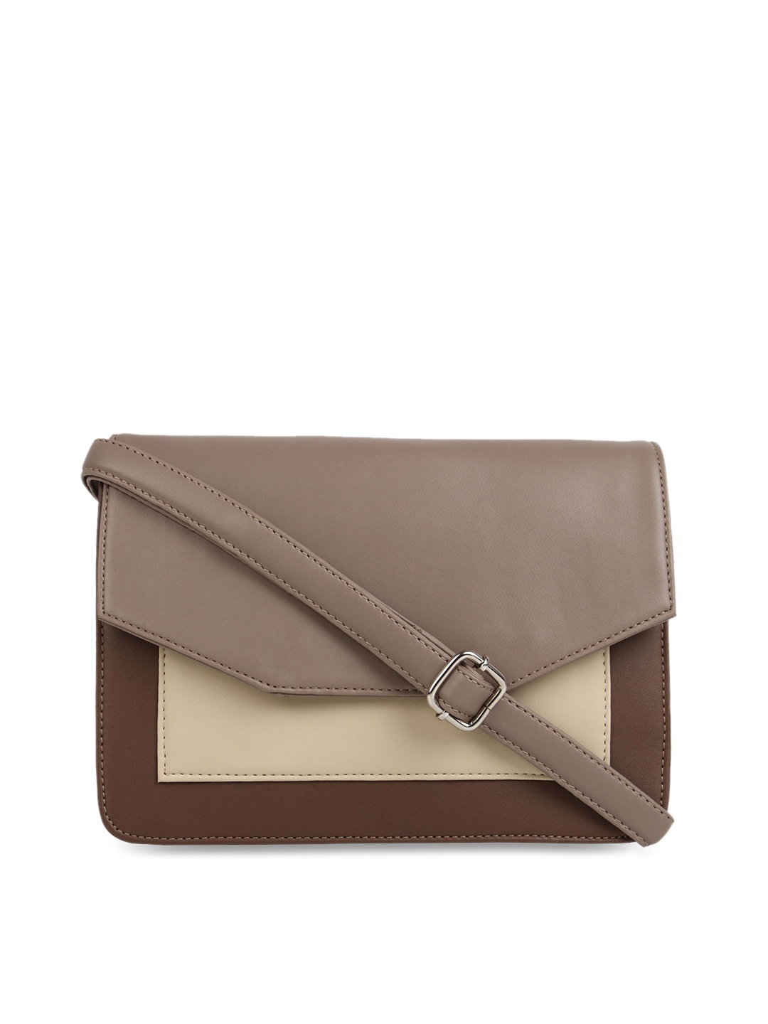 

Toteteca Brown & Beige Colourblocked Sling Bag