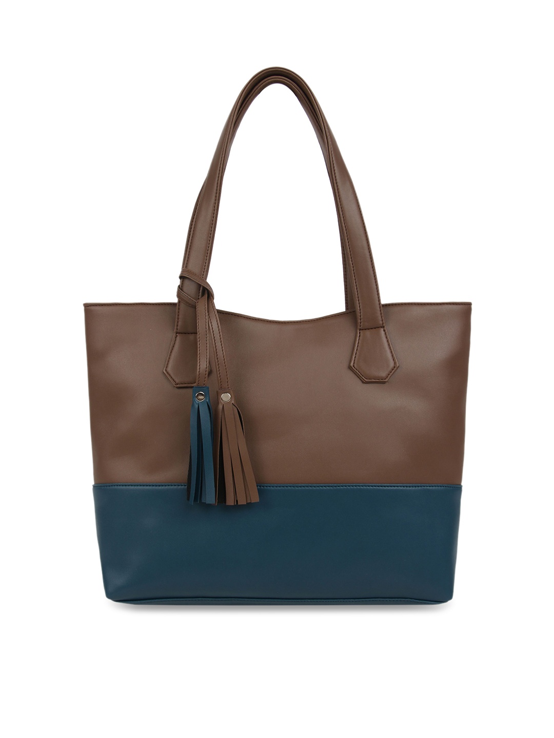 

Toteteca Brown & Teal Colourblocked Shoulder Bag