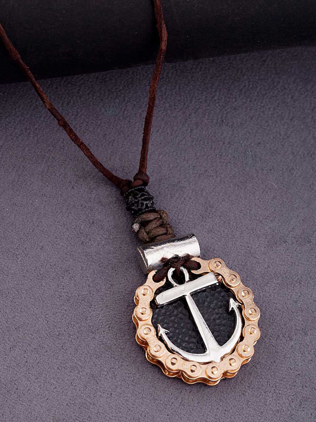 

Dare by Voylla Men Silver-Toned & Black Metal Gold-Plated Handcrafted Necklace