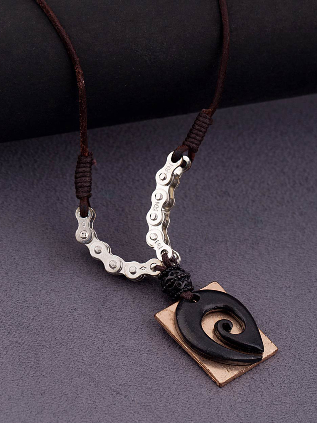 

Dare by Voylla Men Gold-Toned & Black Alloy Silver-Plated Handcrafted Necklace