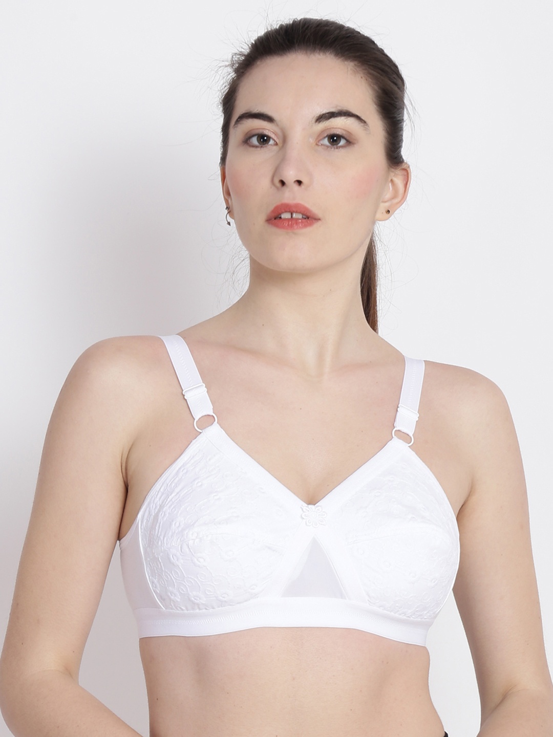 

ABELINO White Solid Non-Wired Non Padded Everyday Bra