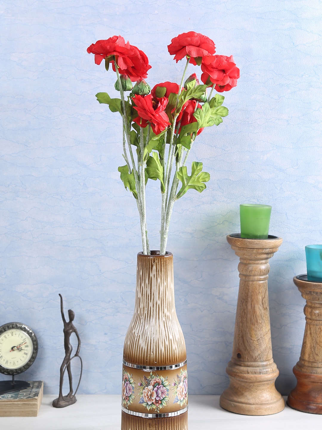 

Fourwalls Set Of 4 Red Artificial Rose Flower Stems