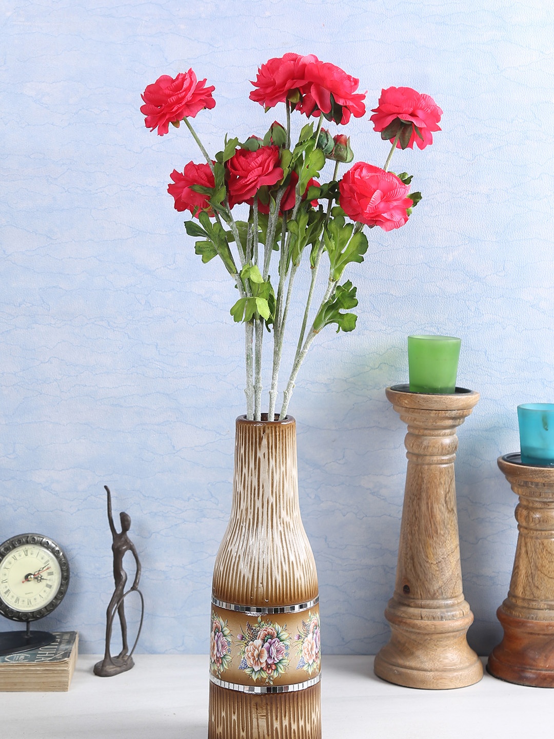 

Fourwalls Set Of 4 Artificial Rose Flower Sticks, Fuchsia