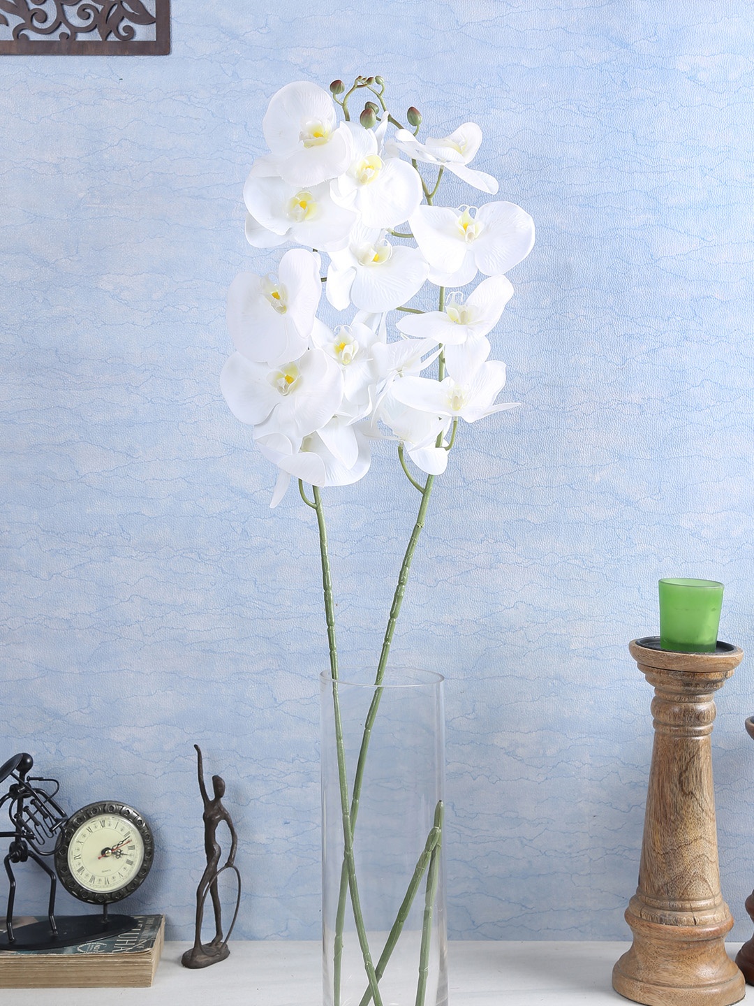 

Fourwalls Set Of 2 White Artificial Real-Touch Butterfly Orchids Flower Sticks