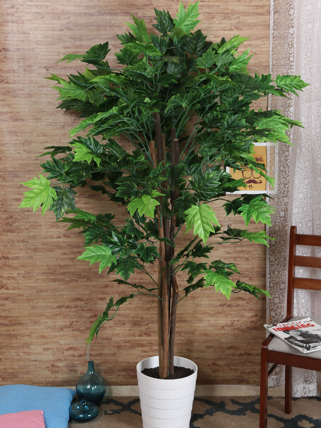 

Fourwalls Green Artificial Japanese Maple Floor Plant Without Pot