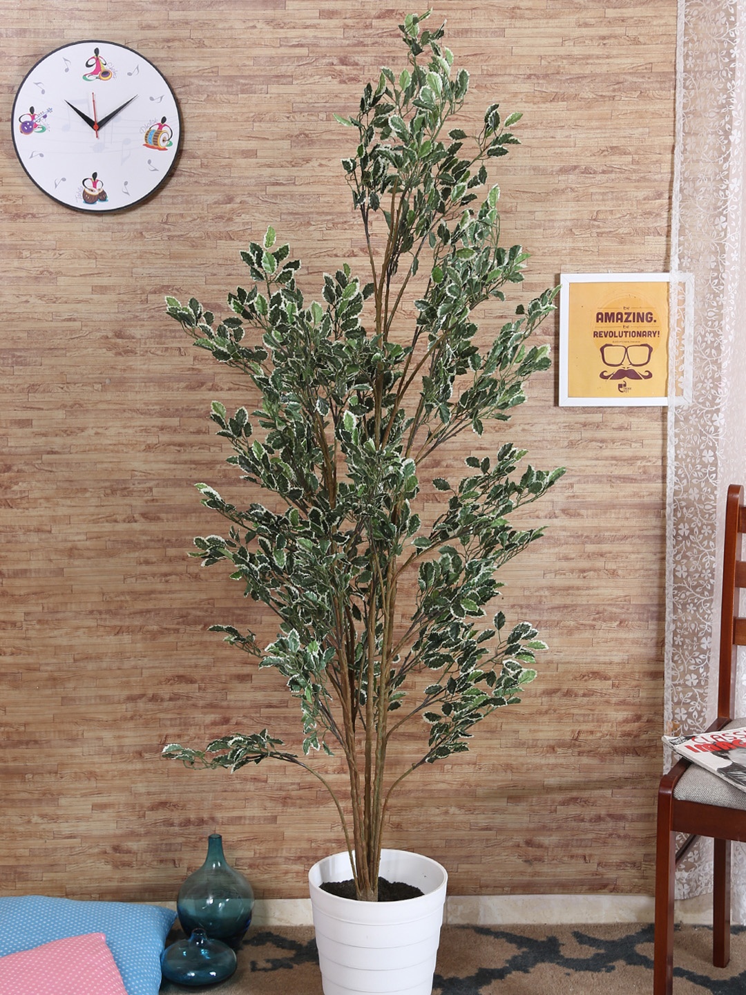 

Fourwalls Green Artificial Ficus Floor Plant Without Pot