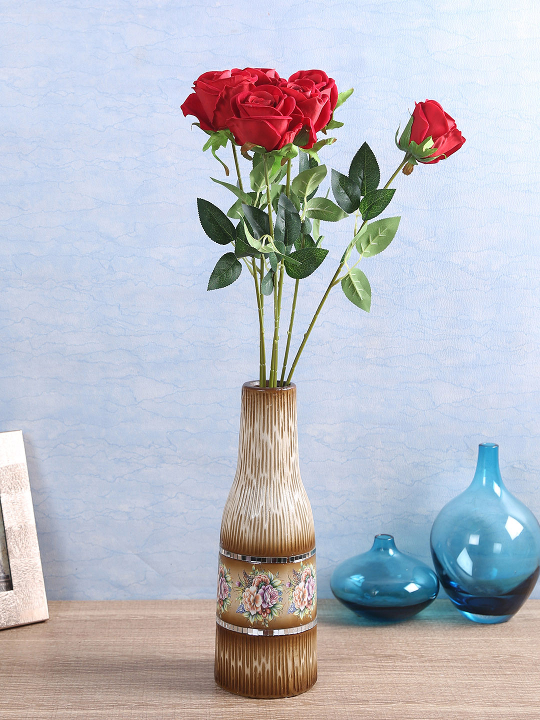 

Fourwalls Set of 6 Red Artificial Velvet Rose Flower Sticks