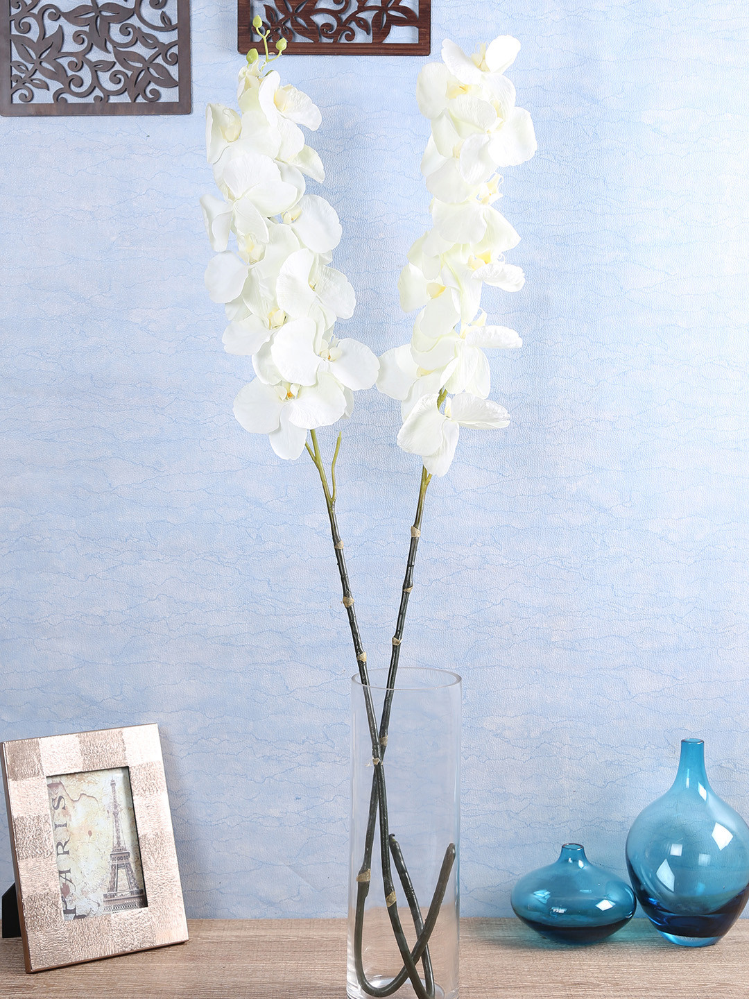 

Fourwalls Set Of 2 White Artificial Orchid Flower Stems
