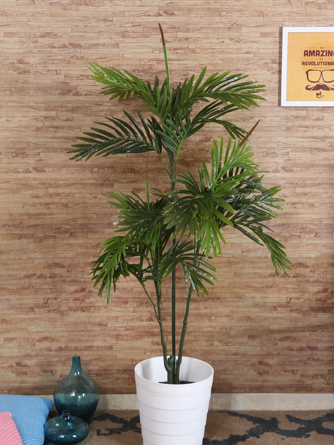 

Fourwalls Green Decorative Artificial Arica Floor Plant Without Pot