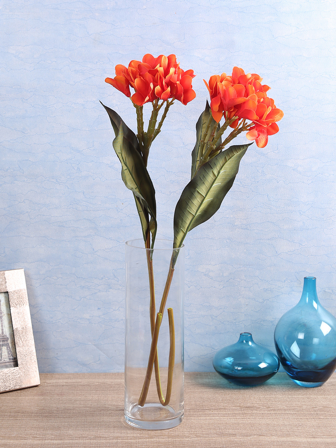 

Fourwalls Set Of 3 Artificial Champa Flower Stems, Orange