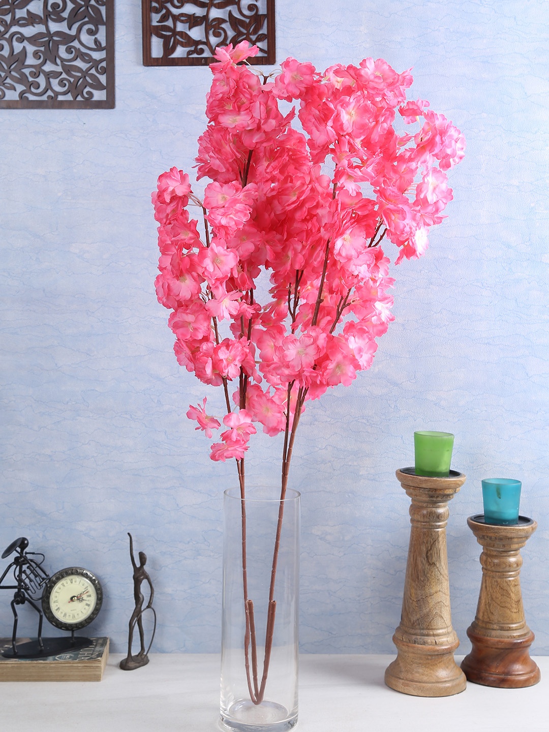 

Fourwalls Set Of 2 Artificial Jambo Peach Blossom Flower Stems, Pink