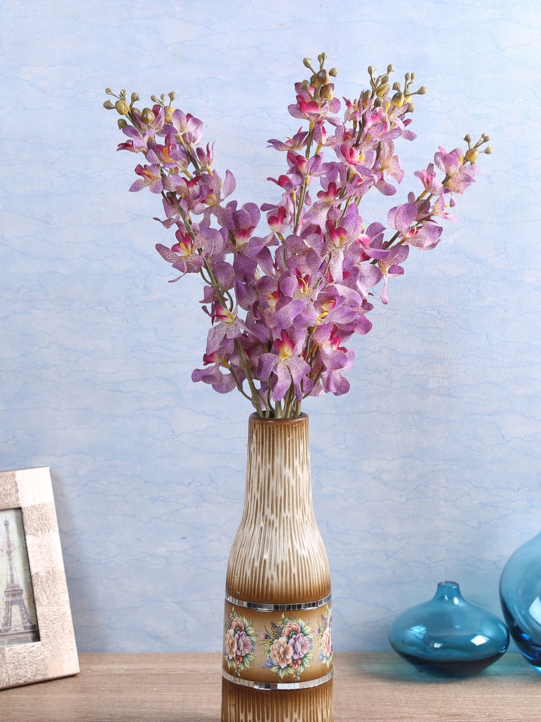

Fourwalls Set Of 6 Artificial Orchid Flower Stems, Purple