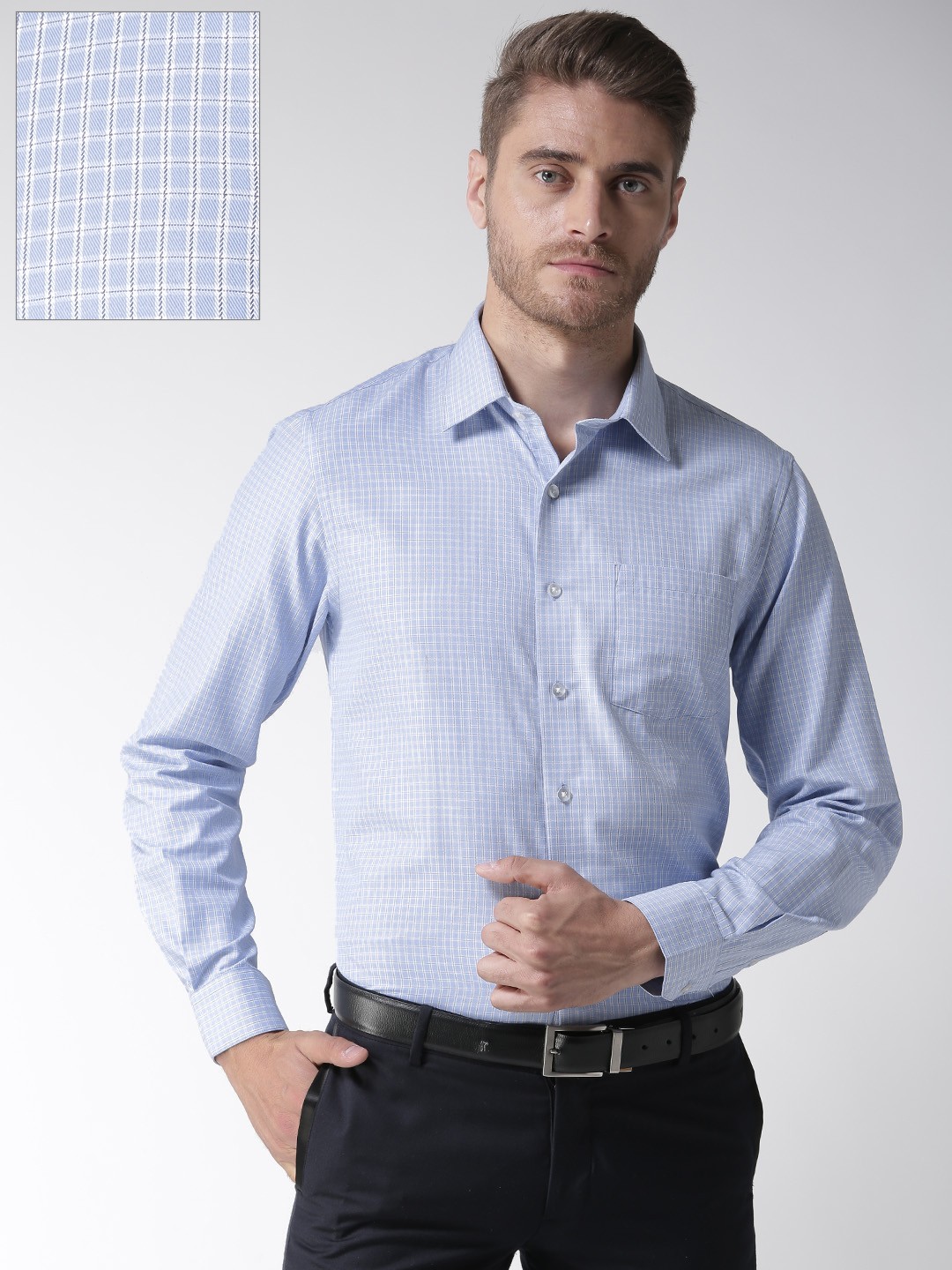 

Arrow Men Blue Slim Fit Checked Formal Shirt