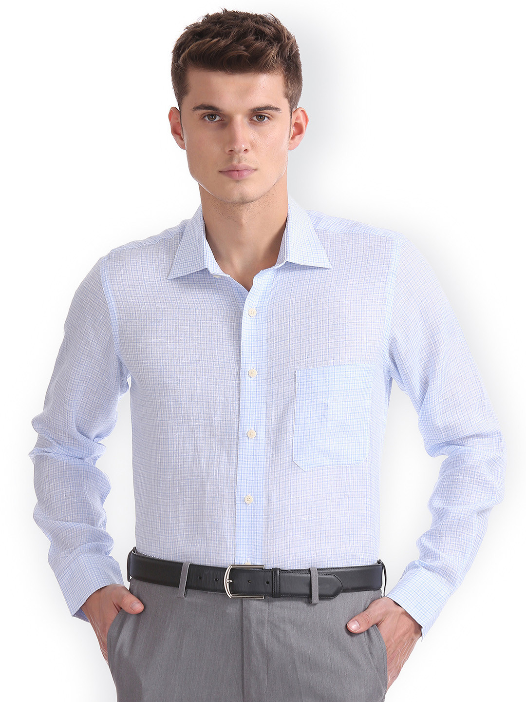 

Arrow Men Blue Regular Fit Checked Formal Shirt