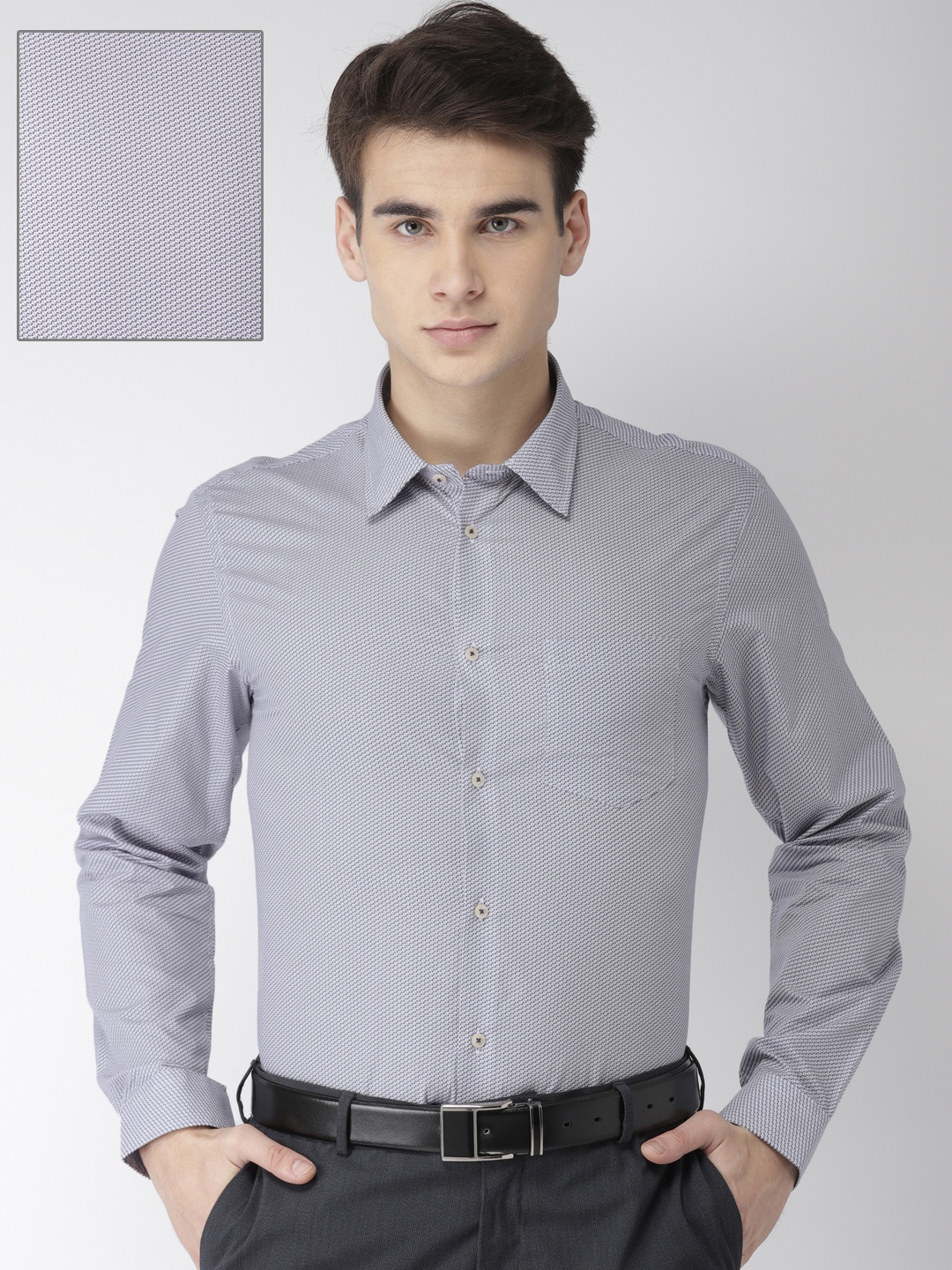 

Arrow Men Blue & White Snug Slim Fit Printed Formal Shirt