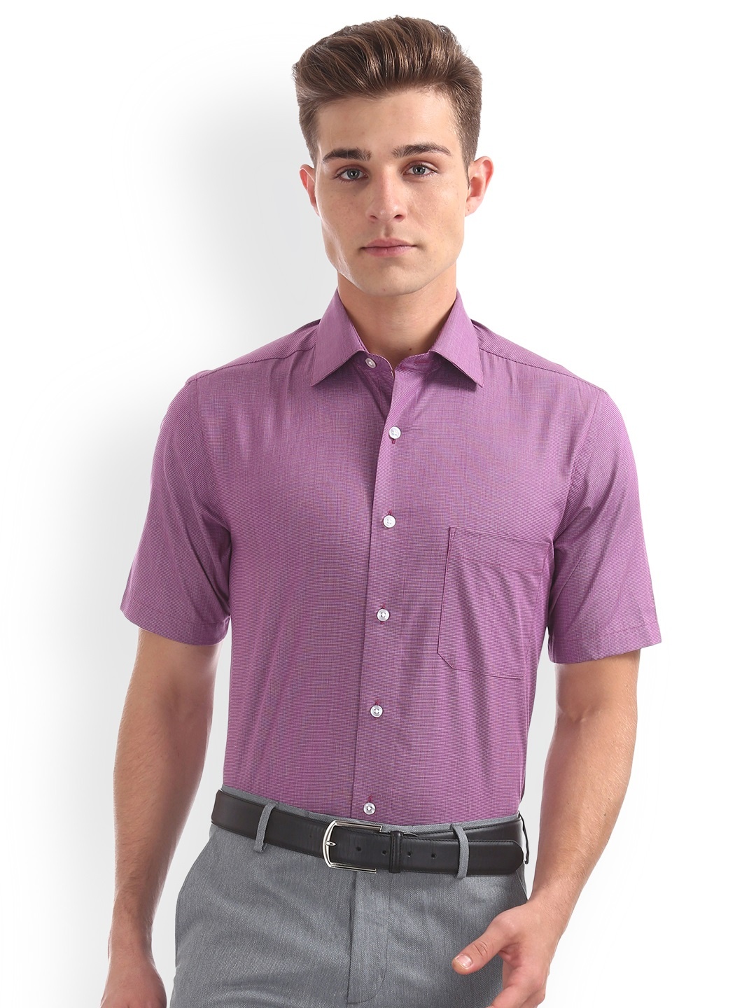 

Arrow Men Purple Regular Fit Self Design Casual Shirt