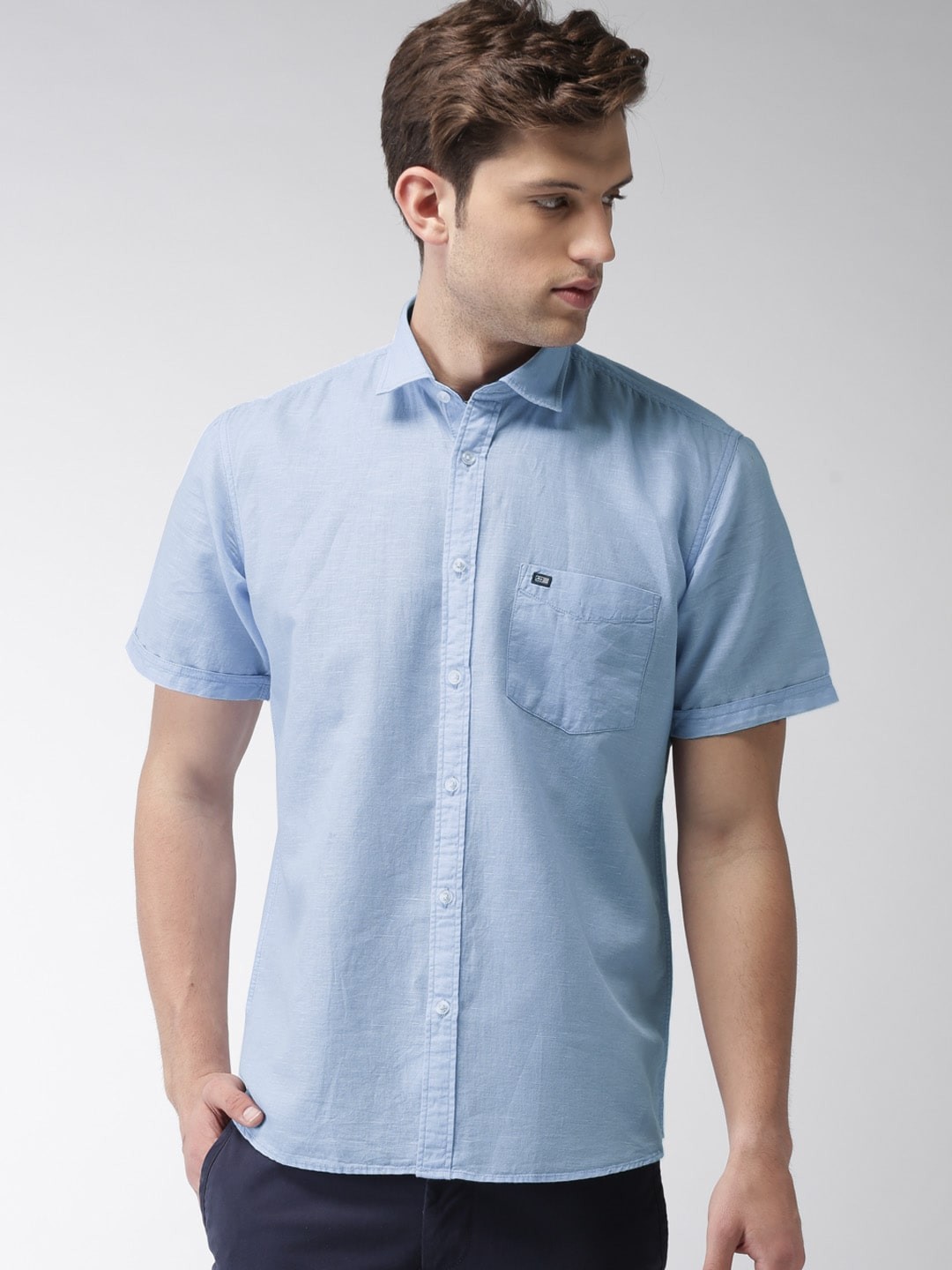 

Arrow Sport Blue Solid Regular Fit Casual Sustainable Shirt