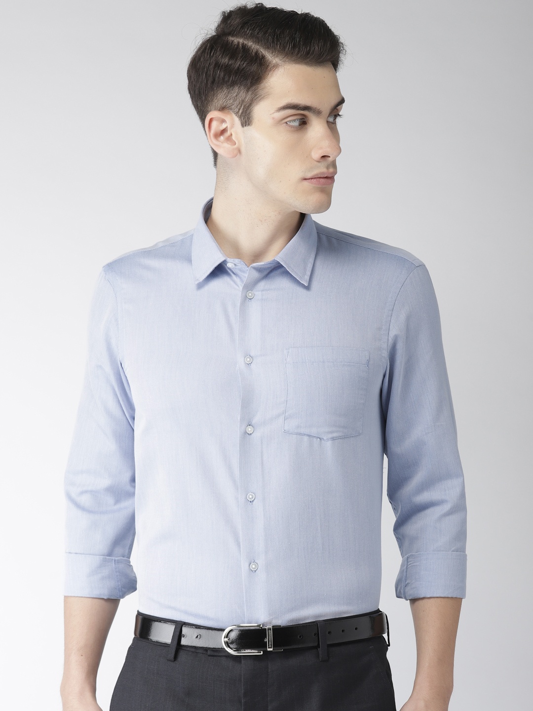 

Arrow Men Blue Slim Fit Self-Design Formal Shirt